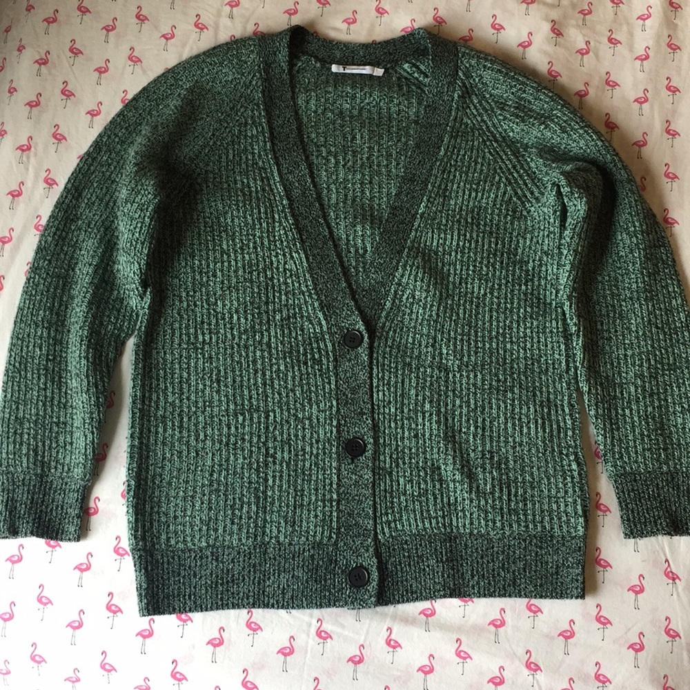 Turquoise Green Cashmere and Wool Cardigan